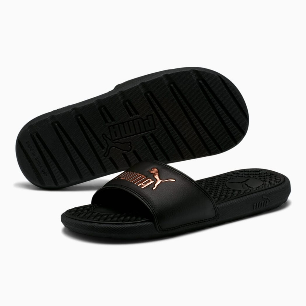 Puma Cool Cat Women’s Size 7 Black and Rose Gold Slides